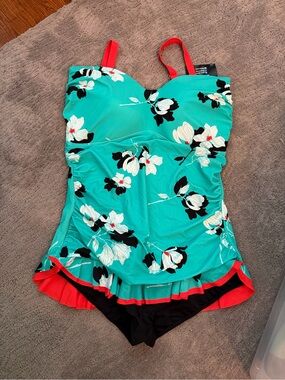 Women’s Mazu Floral Ruffled One-Piece Swimsuit with detachable Coral Straps